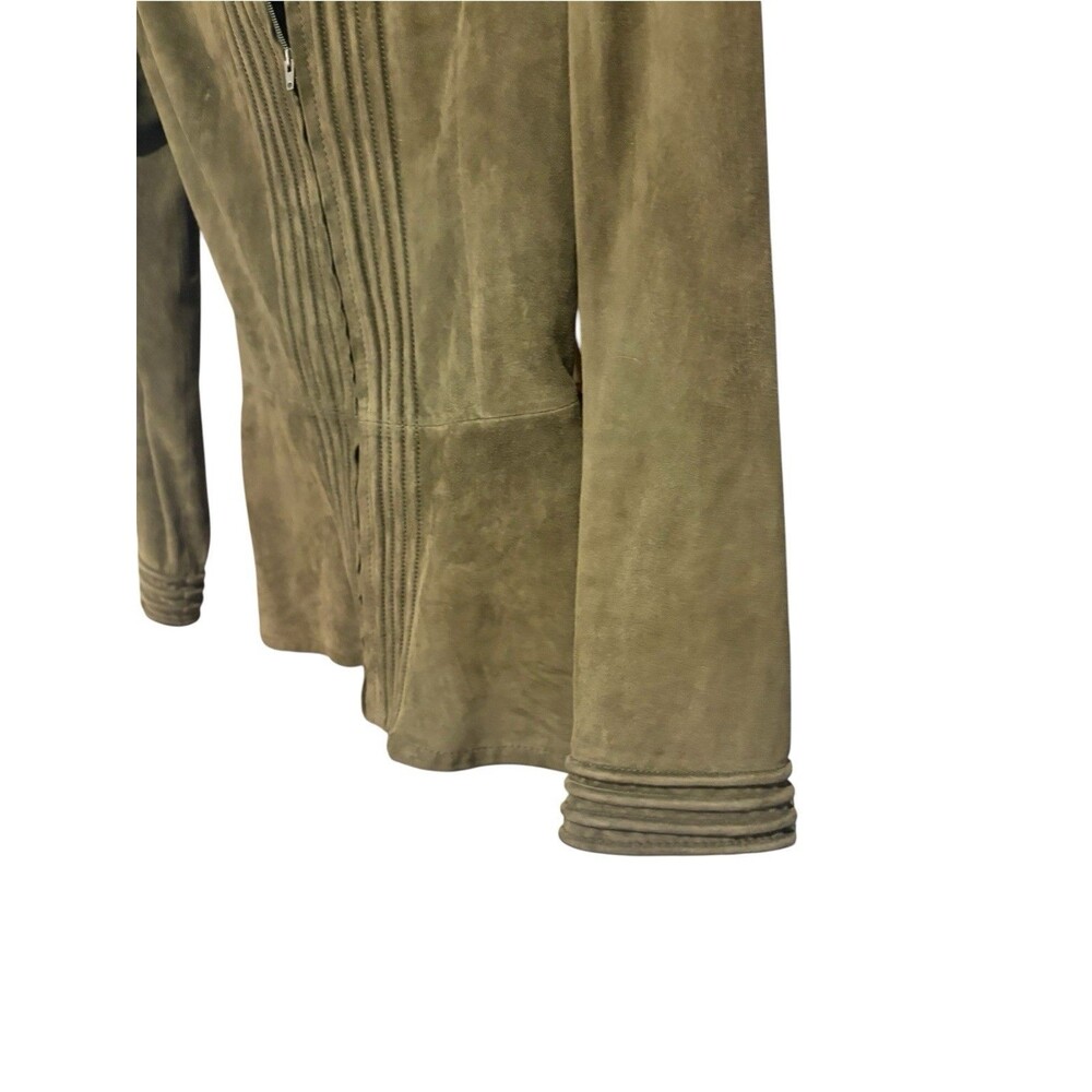 Valentino Boutique Vintage Olive Green Suede Jacket IT Sz 42 Authenticated - Picture 8 of 12